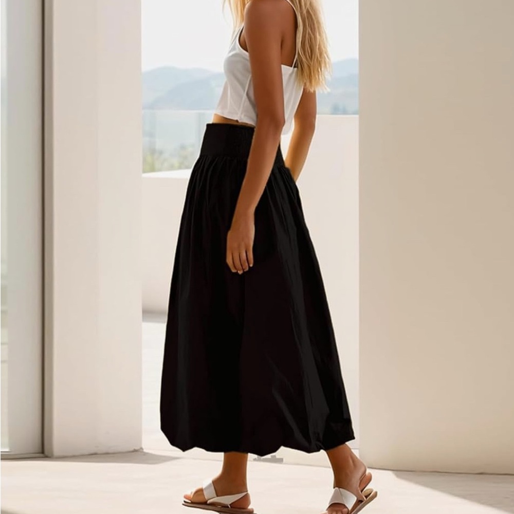 Classy Midi Bubble Skirt - Black